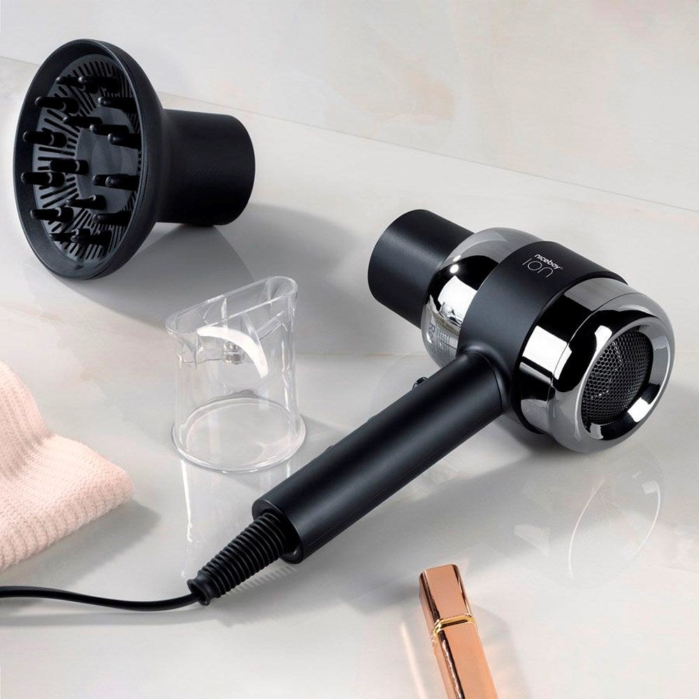 Niceboy ION AirSonic Pro Hair Dryer with Diffuser – Black