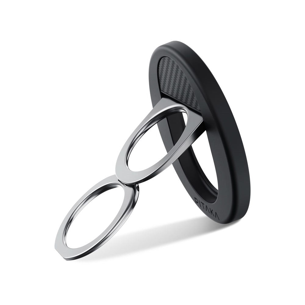 PITAKA MagEZ Grip 3 Ring Holder for Mobile - MagSafe Compatible - Black / Grey