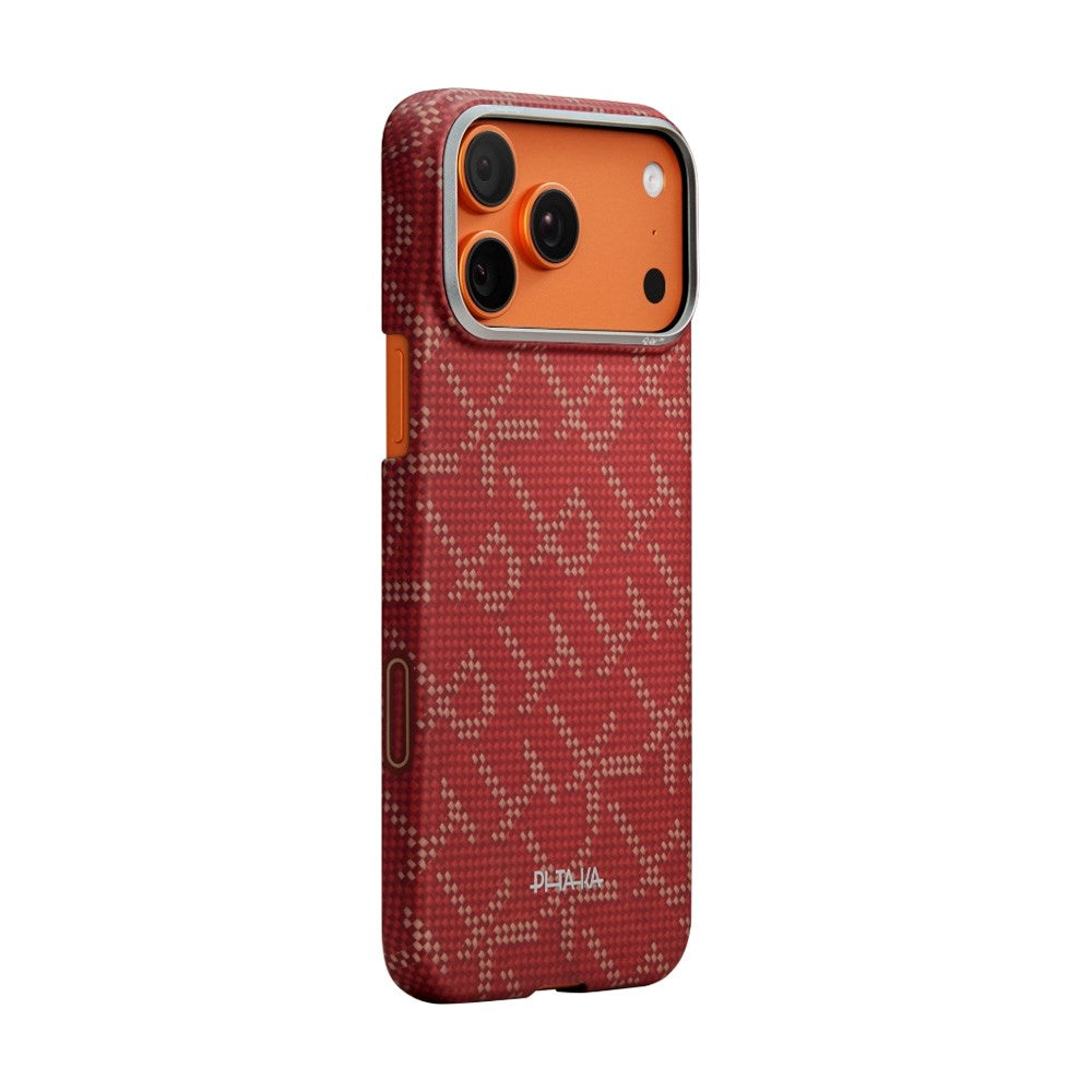 iPhone 17 Pro Max PITAKA Edge Monogram Case - MagSafe Compatible - Gold / Red