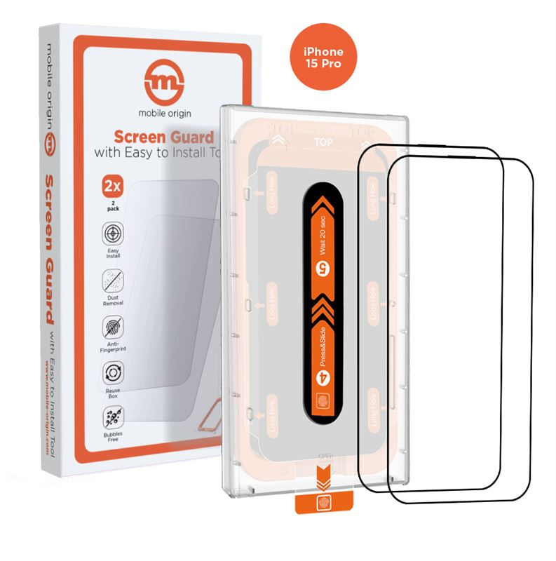 Mobile Origin Orange Screen Guard for iPhone 15 Pro, 2-Pack