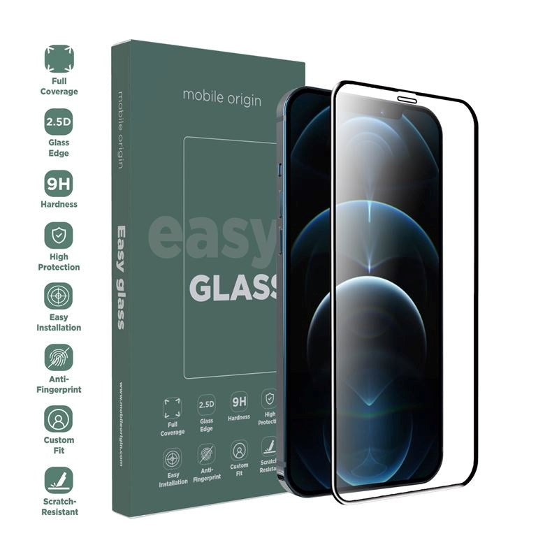 iPhone 12 Pro Max Mobile Origin EasyGlass Screen Protector - Transparent / Black Edge