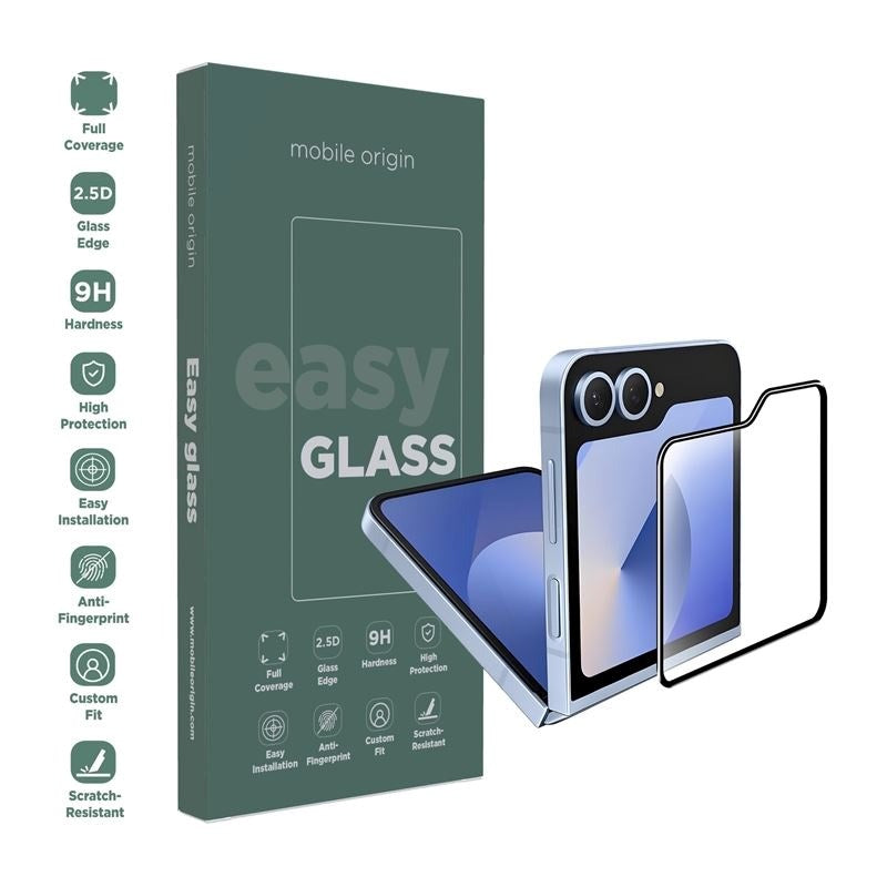 Samsung Galaxy Z Flip6 Mobile Origin EasyGlass Screen Protector - Transparent / Black Edge