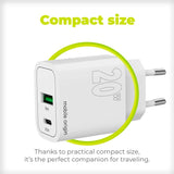 Mobile Origin MO12 20W Wall Charger with 1x USB-A & 1x USB-C - White