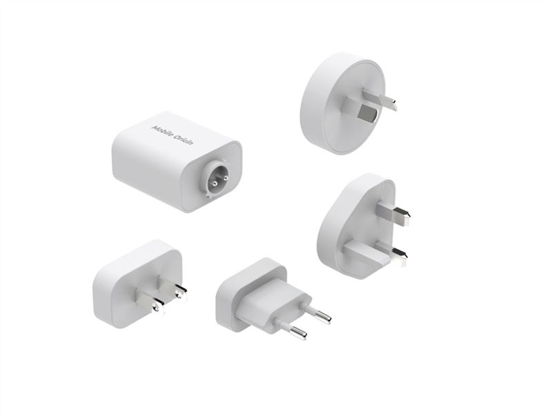 Mobile Origin GaN 30W Travel Adapter - EU, USA, UK, AUS - Hvid