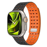 Apple Watch (42/44/SE/45/46/49mm) Mobile Origin Magnetic Silicone Strap - Black / Orange