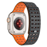 Apple Watch (42/44/SE/45/46/49mm) Mobile Origin Magnetic Silicone Strap - Black / Orange