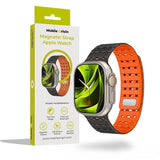 Apple Watch (42/44/SE/45/46/49mm) Mobile Origin Magnetic Silicone Strap - Black / Orange