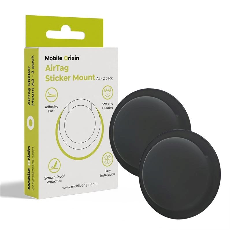 Mobile Origin Silicone AirTag Holder with Adhesive Back - 2 pcs. - Black