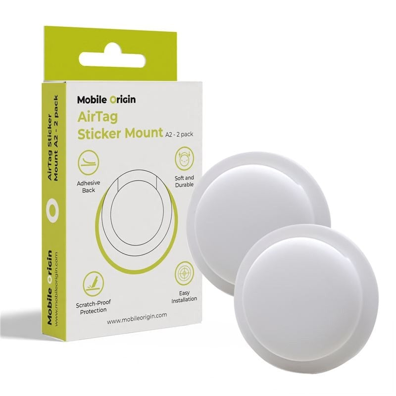 Mobile Origin Silicone AirTag Holder with Adhesive Back - 2 pcs. - White