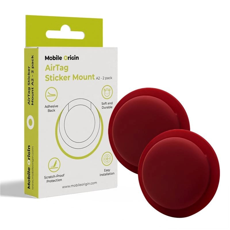 Mobile Origin Silicone AirTag Holder with Adhesive Back - 2 pcs. - Red