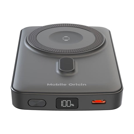 Mobile Origin 20W Powerbank for Smartphone & Apple Watch - 10,000mAh with LCD Display - USB-C Plug - Grey