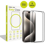 iPhone 15 Pro Mobile Origin EasyGlass Screen Protector - 2 pcs - Transparent / Black Edge