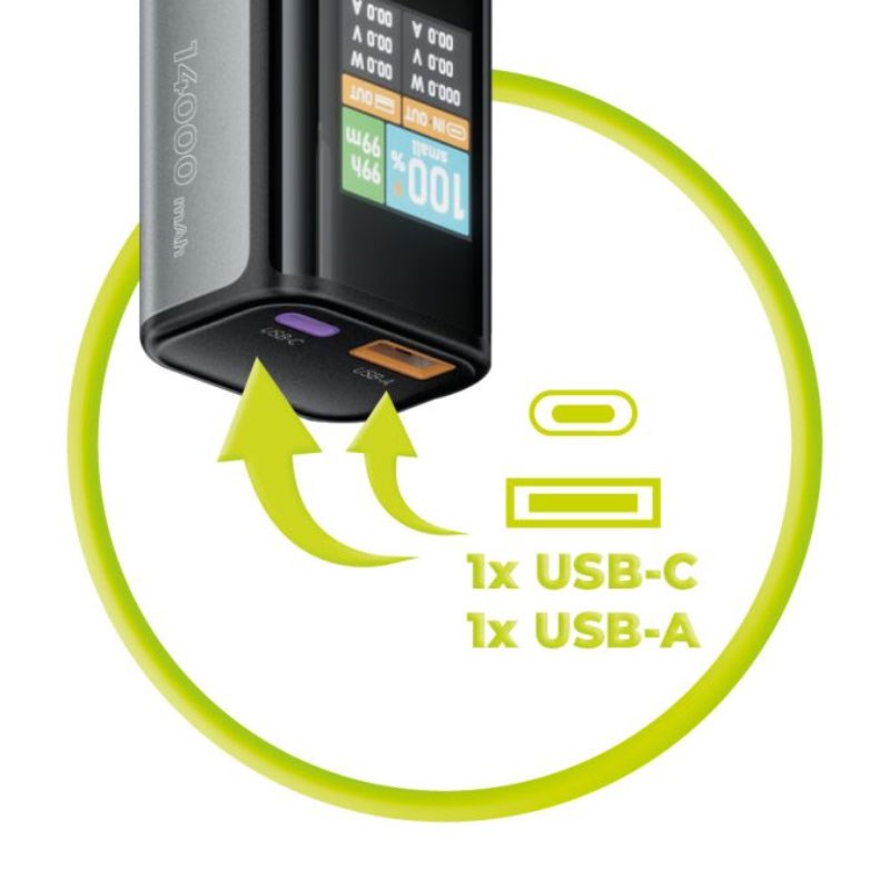 Mobile Origin 100W PowerBank with Display - 14.000 mAh - Grey