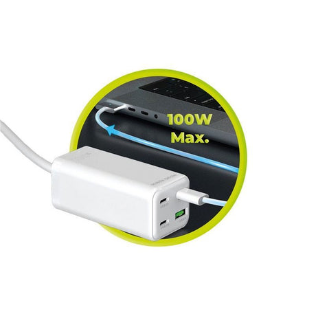 Mobile Origin 100W USB-C Hub with USB-A & Schuko Plug - White