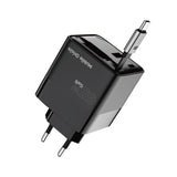 Mobile Origin Display Wall Charger with 1 x USB-A / 1 x USB-C / 1 x Retractable USB-C Cable - 65W - Black