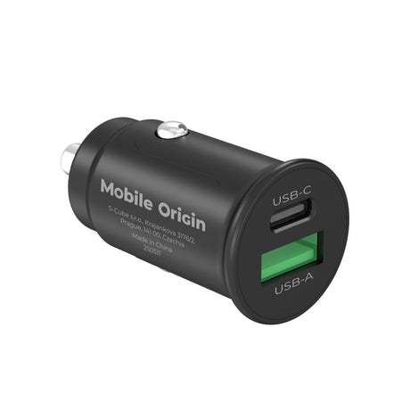 Mobile Origin 30W Car Charger with 1 x USB-A & 1 x USB-C – Black