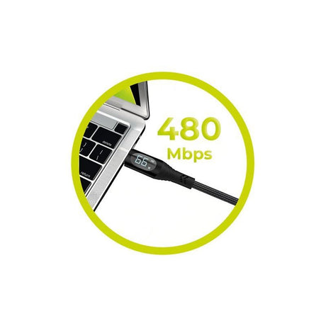 Mobile Origin 66W USB-A to USB-C Cable with Display - 1.5 m - Black