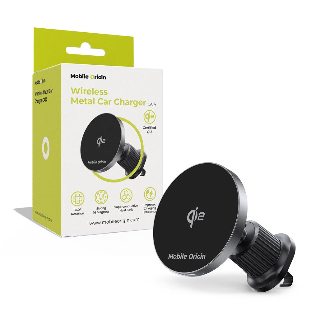 Mobile Origin Qi2 Wireless Car Charger - MagSafe Compatible - Black