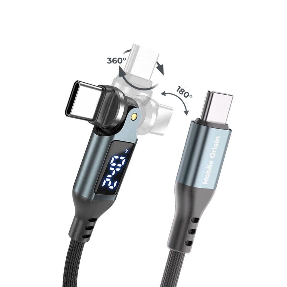 Mobile Origin 240W Display 540° Rotating USB-C to USB-C Cable - 1m - Black