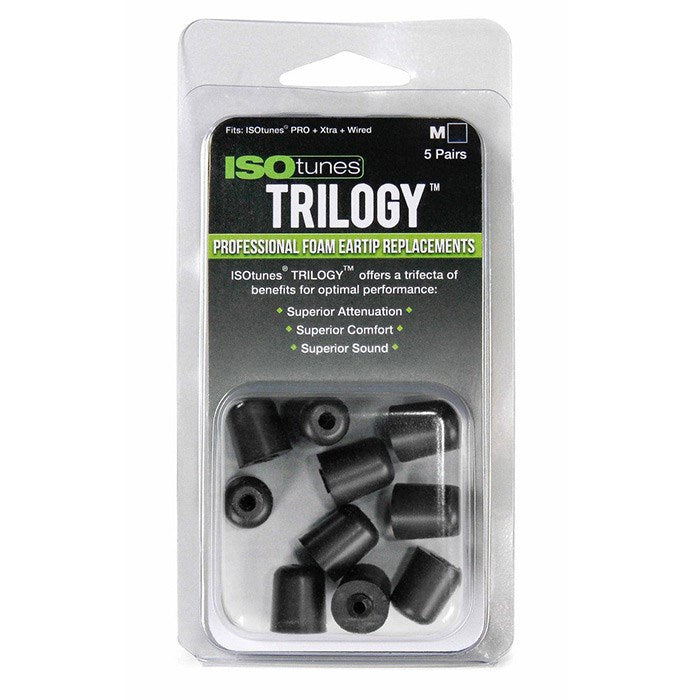 ISOtunes Earplugs M (Medium) for ISOtunes In-Ear Headset - 5 Pair - Black