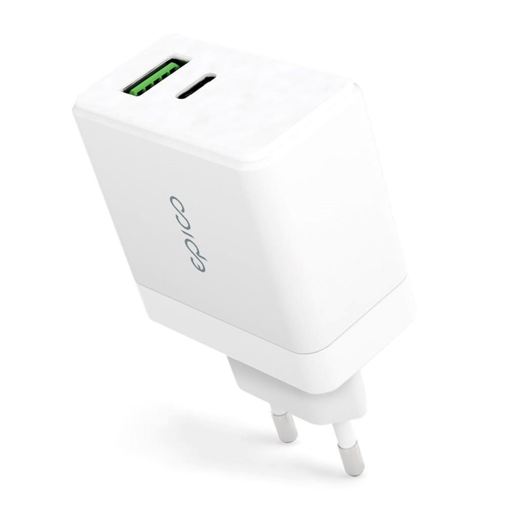 Epico Wall Charger PD 65W GaN w. USB-C & USB-A - White