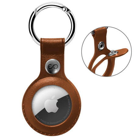 Epico Eco Leather Case for AirTag w. Key Ring - Brown