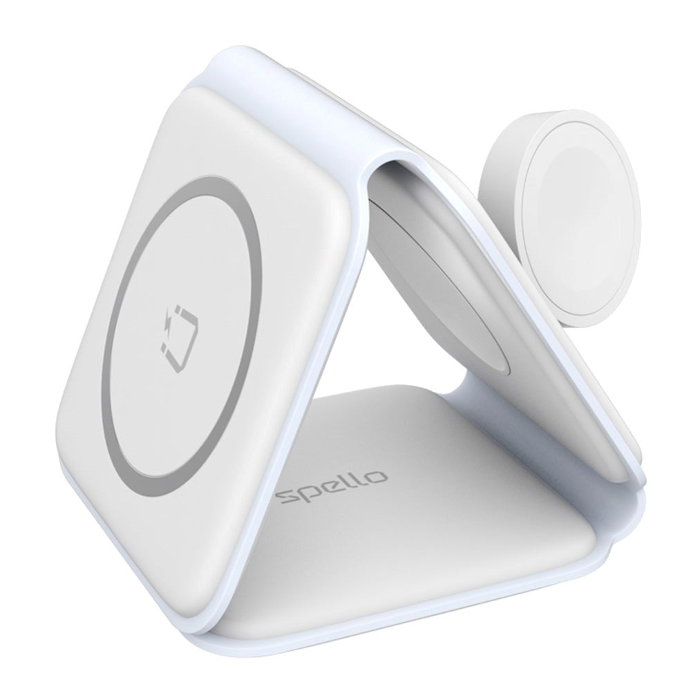 Spello 3-in-1 Foldable Wireless Charger 15W - MagSafe Compatible - White