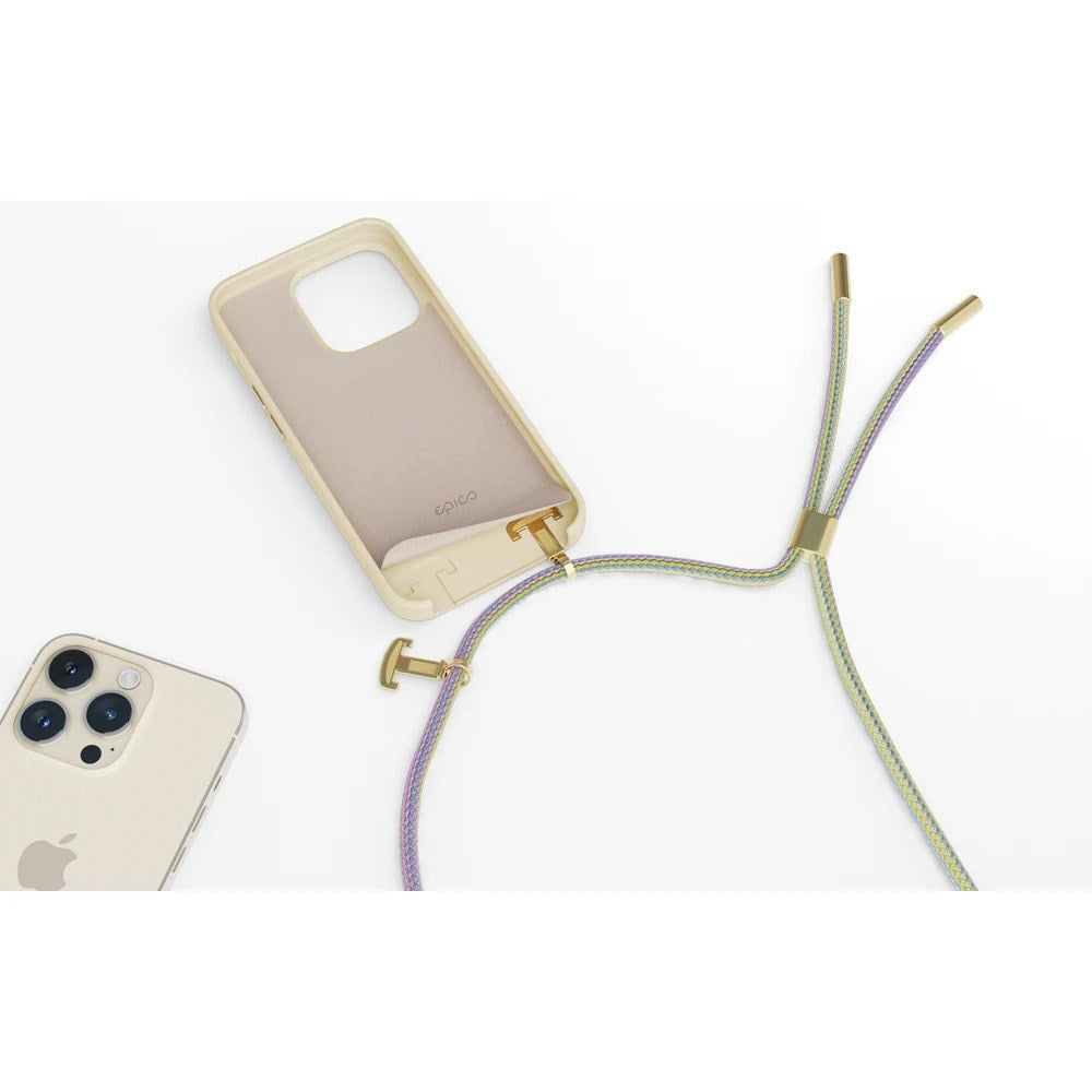 Epico iPhone 14 Pro Silicone Necklace Case - Beige