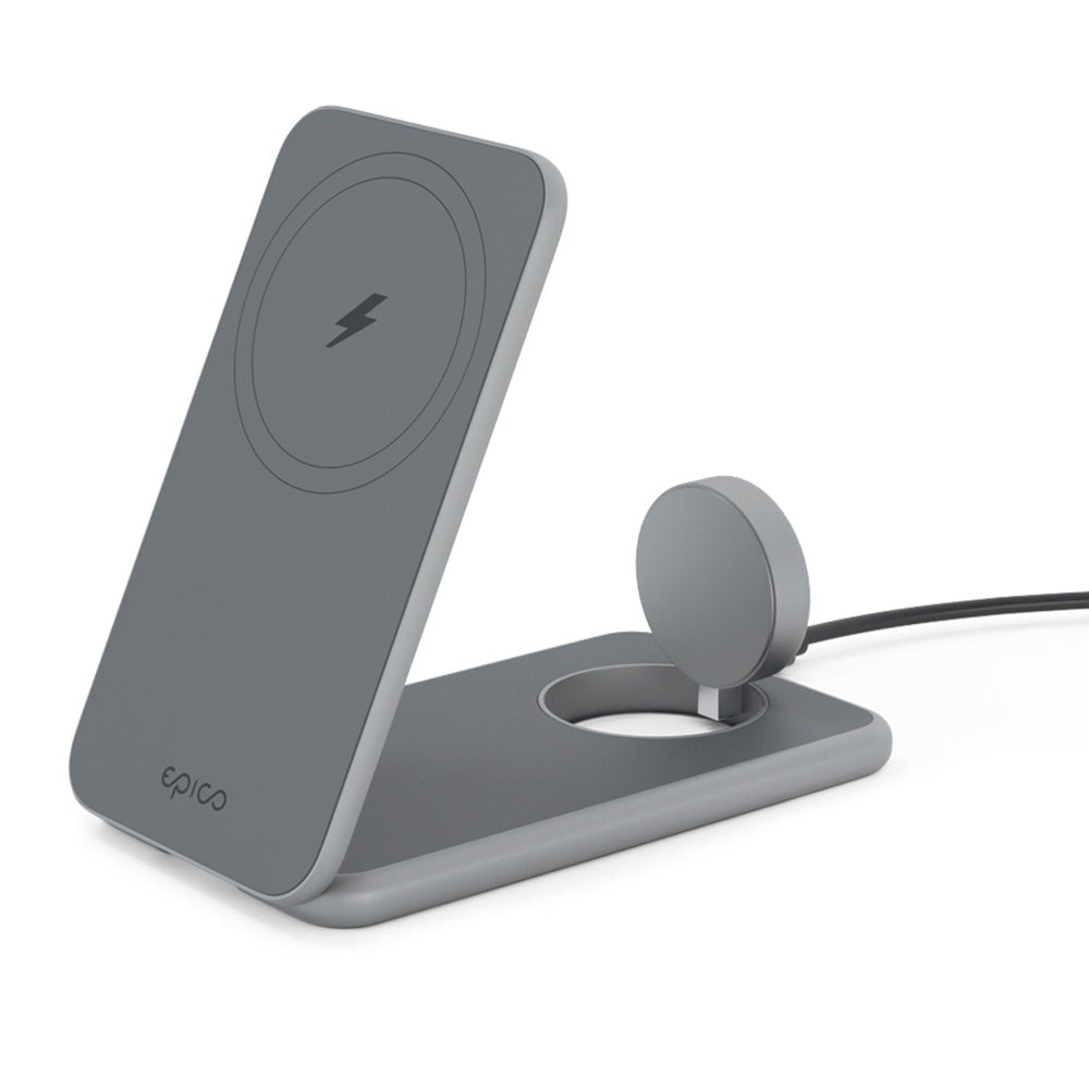 Epico Mag+ Charger Stand - 3-in-1 Wireless Charger - MagSafe Compatible - Space Grey