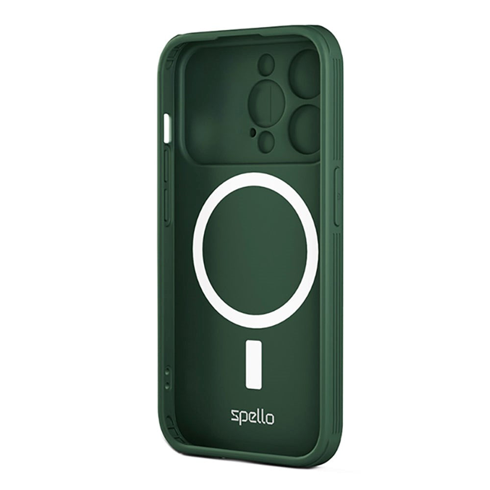 Spello iPhone 15 Durable Magnetic Case w. Cam Slider - MagSafe Compatible - Green