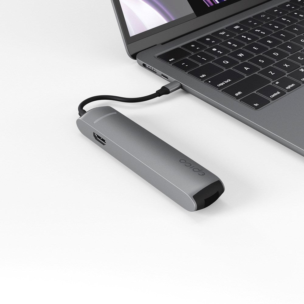 Epico 6-in-1 USB-C Adapter – Slim Design with 8K Resolution - Space Grey