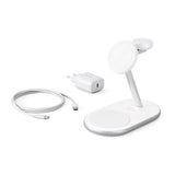 Epico Charging Stand - 3-in-1 15W Wireless Charger - MagSafe Compatible - White