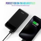 Spello Thin 10W Powerbank with 2 x USB-A & 1 x USB-C - 10,000 mAh - Black