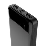 Spello Thin 10W Powerbank with 2 x USB-A & 1 x USB-C - 10,000 mAh - Black