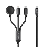 Spello 3-in-1 Multifunctional 100W USB-C Cable with USB-C - Lightning - Apple Watch Charger - Black