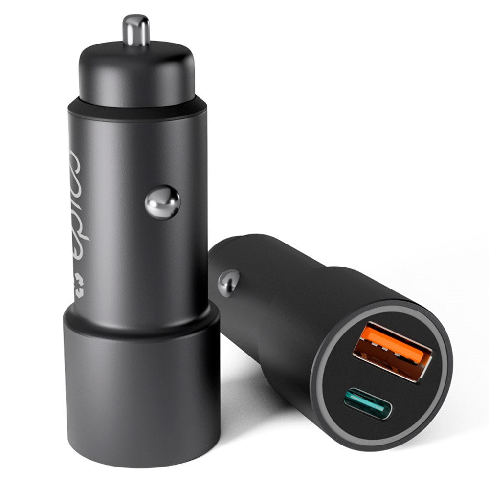 Epico Resolve Car Charger PD 38W w. USB-C & USB-A - Black