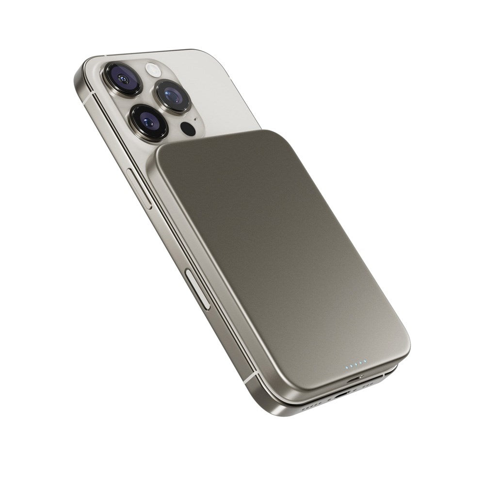 Epico 15W UltraPack EM51 Slim Alu Mag+ 5000 mAh Power Bank with USB-C - Qi2 / MagSafe Compatible - Titanium