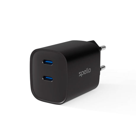 Spello 35W PD (Power Delivery) Wall Charger with 2 x USB-C - Black
