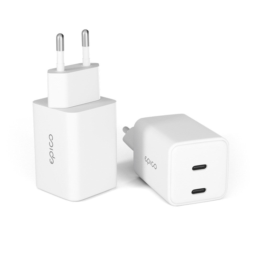 Epico UltraBoost GaN 45W Wall Charger - 2x USB-C - White