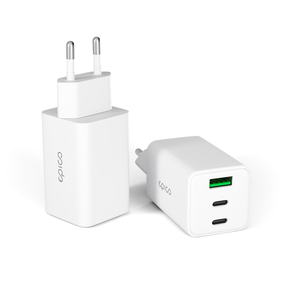 Epico UltraBoost GaN 65W Wall Charger - 2x USB-C / 1x USB-A - White