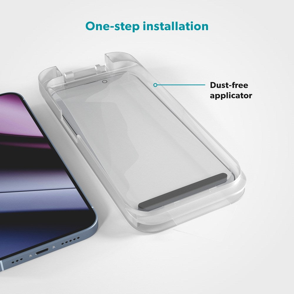 iPhone 16e / 14 / 13 / 13 Pro Epico AntiBlue Glass 3D Screen Protector Glass with Installation Frame - Transparent