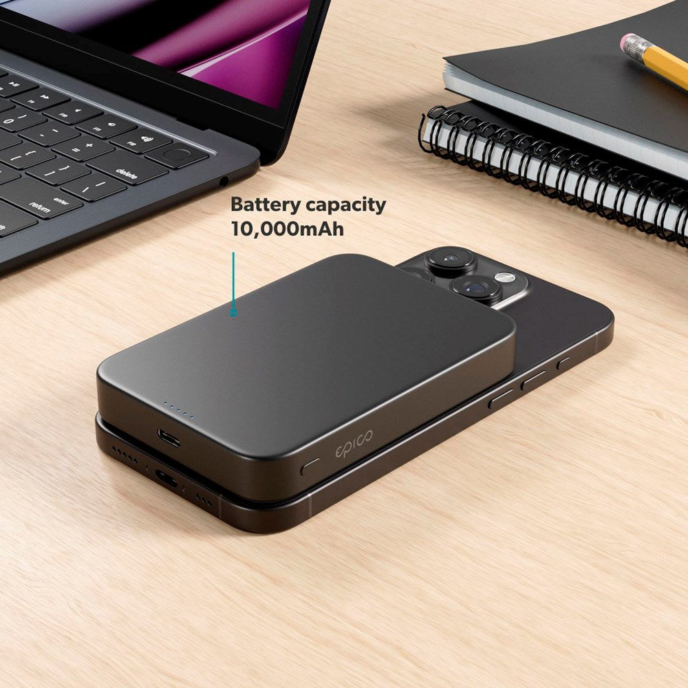 Epico UltraPack Qi2 Mag+ PowerBank 10.000 mAh - MagSafe Compatible - Black