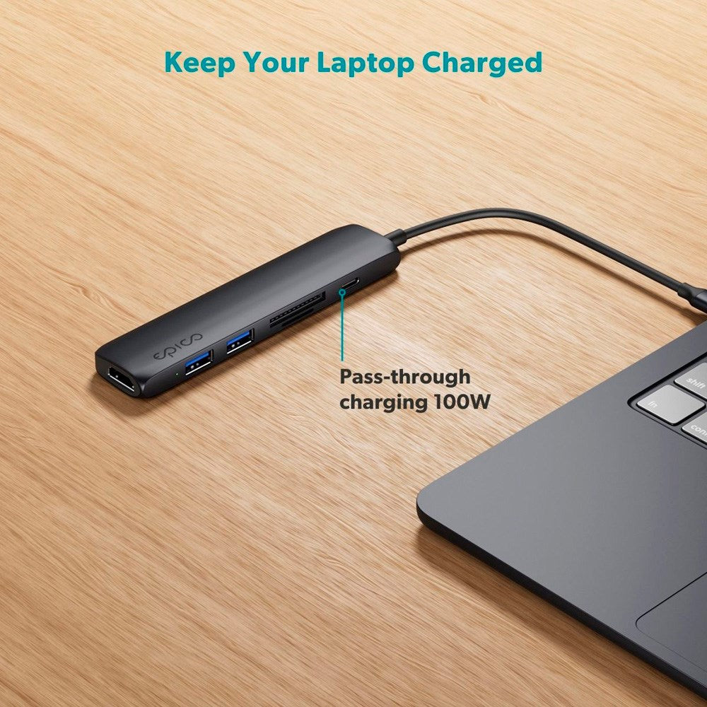 Epico 6-in-1 Aluminium Hub 8K - Midnight