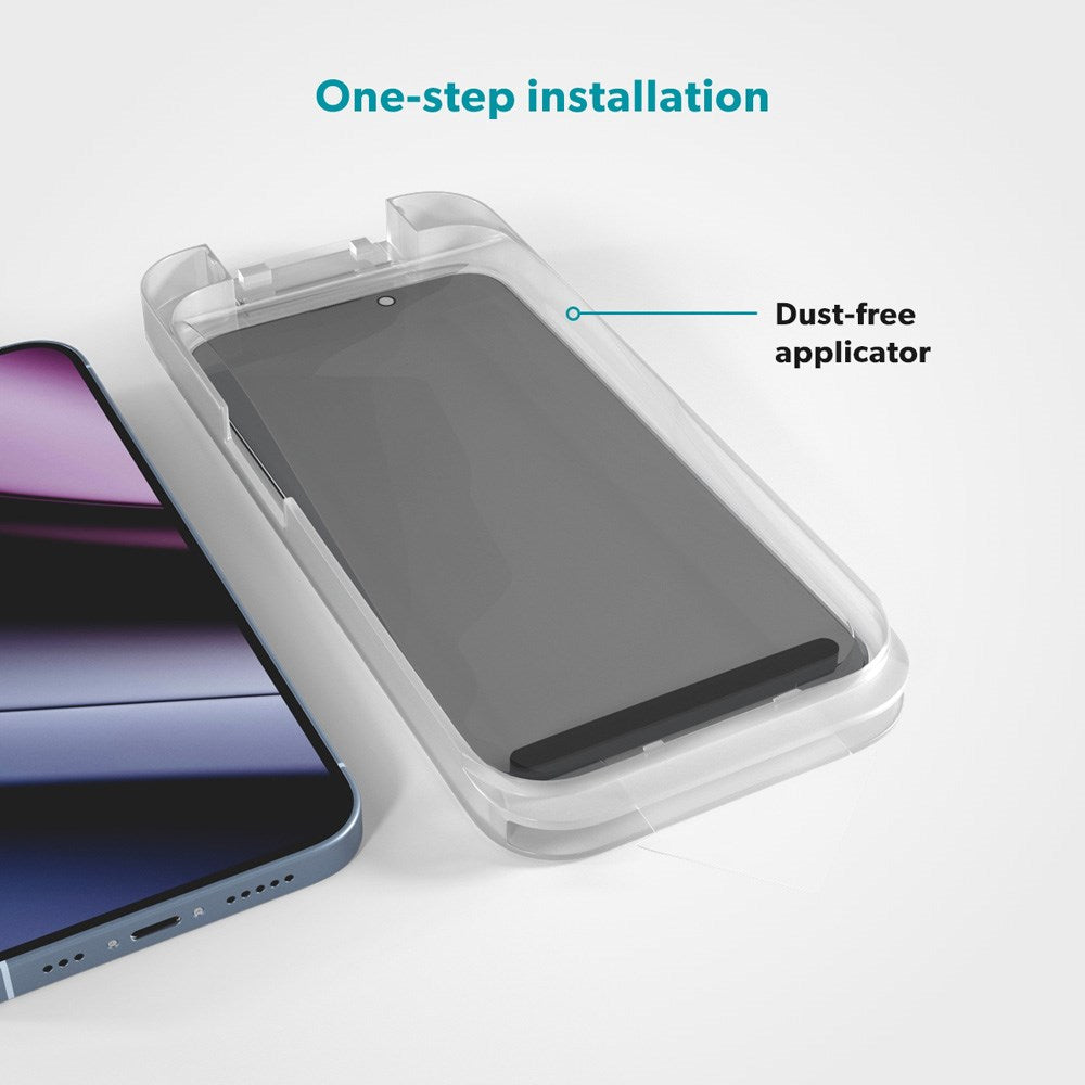 iPhone 15 Pro Max Epico Privacy Glass 3D Screen Protector Glass with Installation Frame - Transparent