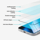 iPhone 16 Pro Max Epico AntiReflective Glass 3D Screen Protector Glass with Installation Frame - Transparent