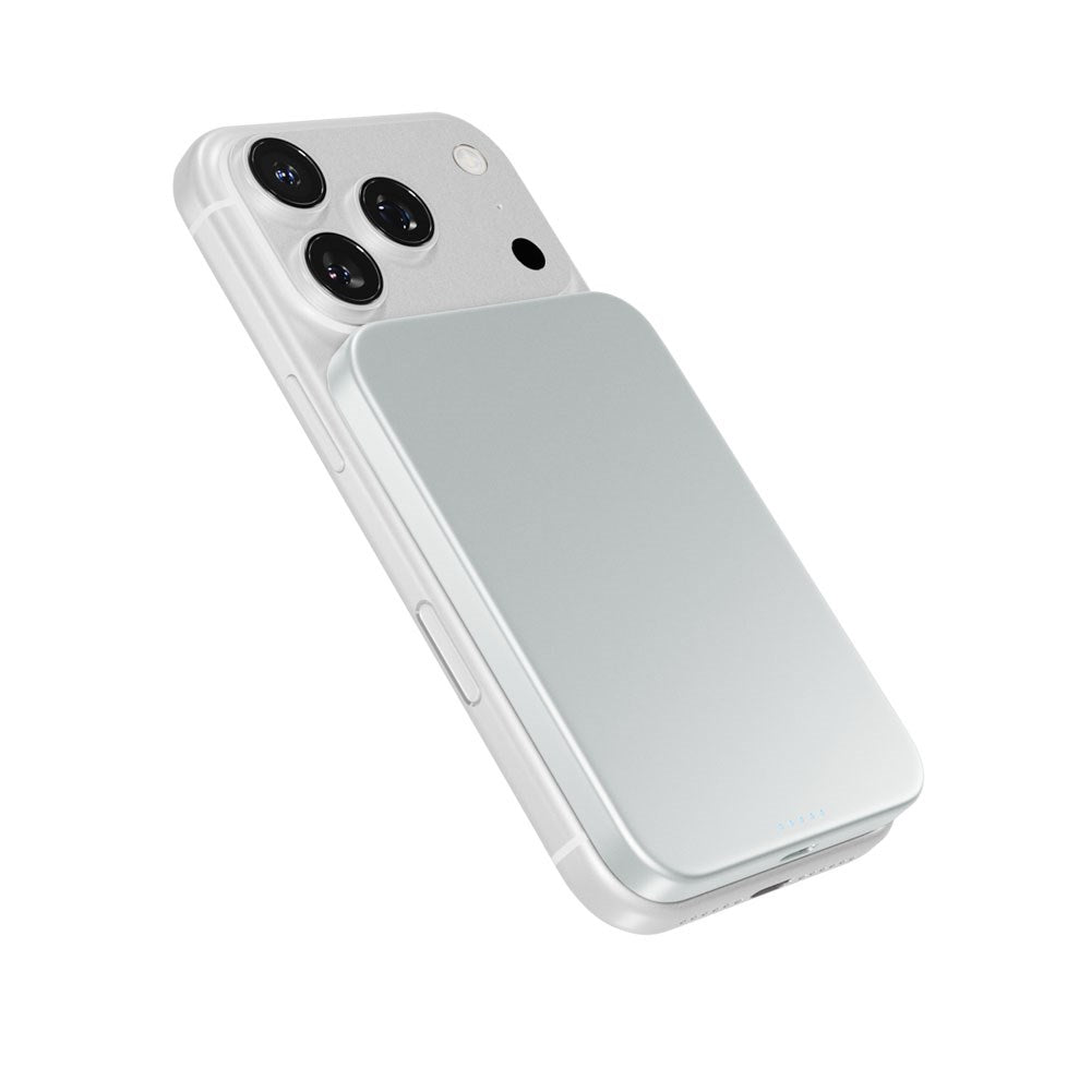 Epico 15W UltraPack EM51 Slim Alu Mag+ 5000 mAh Power Bank with USB-C - Qi2 / MagSafe Compatible - Silver