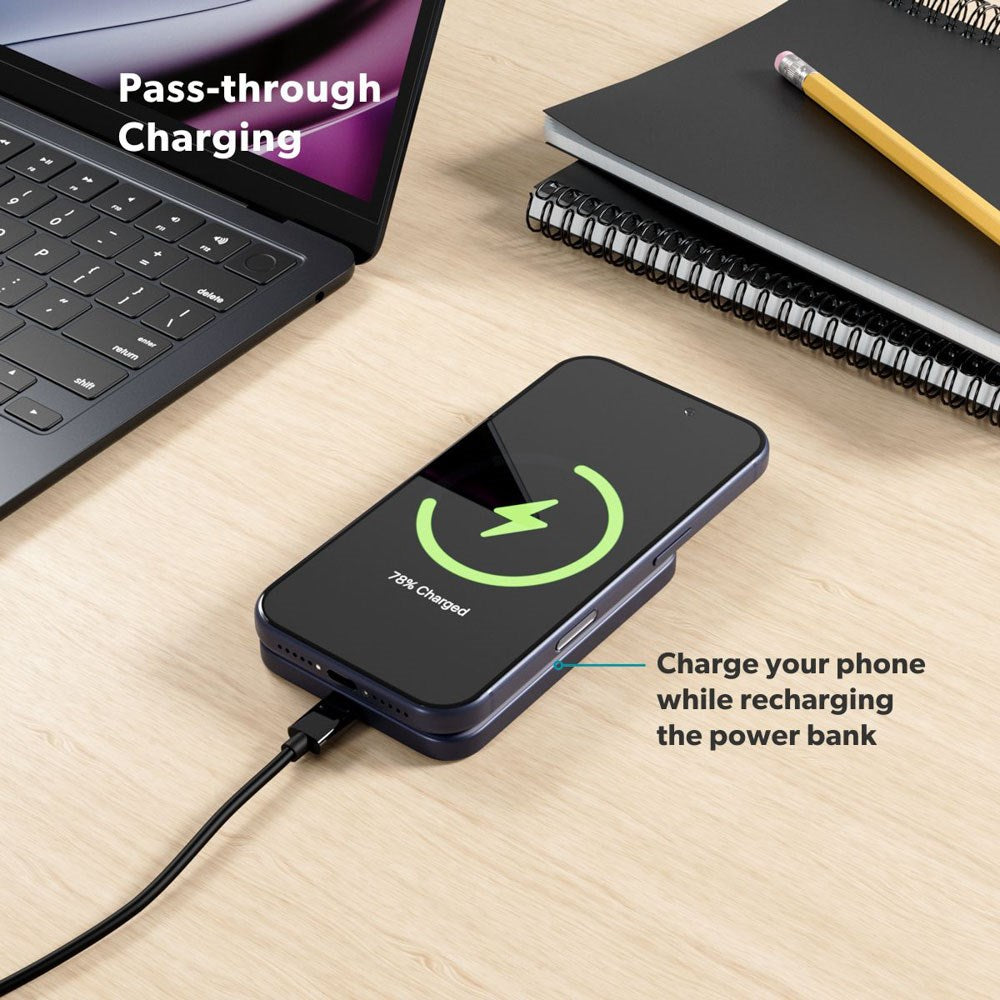 Epico 15W UltraPack EM51 Slim Alu Mag+ 5000 mAh Power Bank with USB-C - Qi2 / MagSafe Compatible - Blue