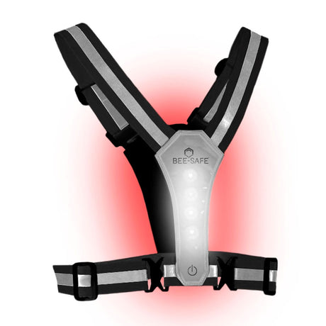 Bee-Safe Reflective Running Vest with Light & Phone Pocket - Silver