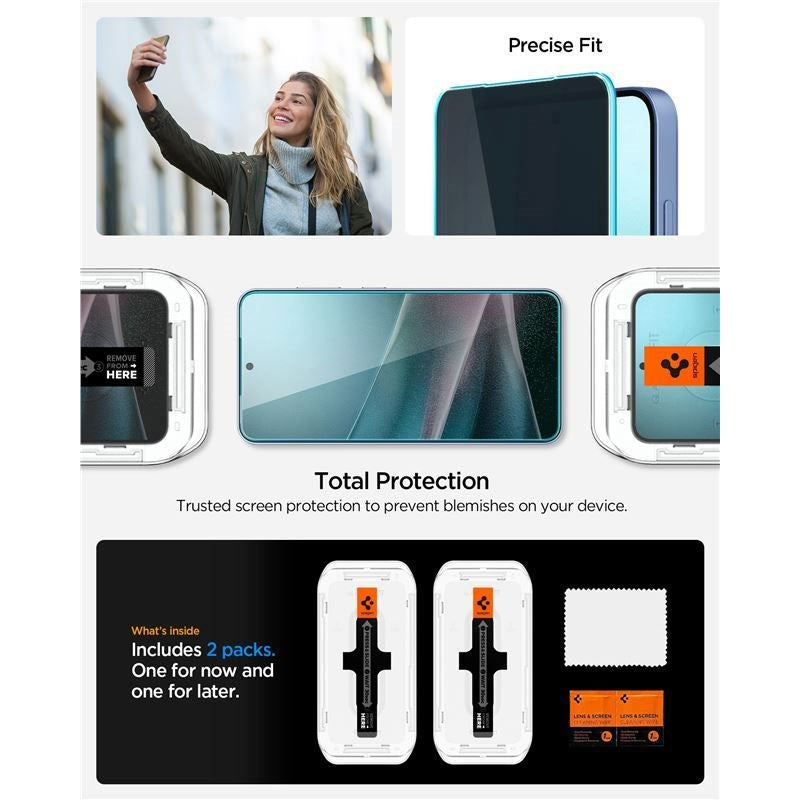 Samsung Galaxy S25 / S24 Spigen Glass tR EZ Fit HD Screen Protector Glass - Privacy - 2 pcs - Transparent