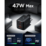 Spigen Essential 47W Wall Charger med 2 x USB-C & 1 x USB-A - Black